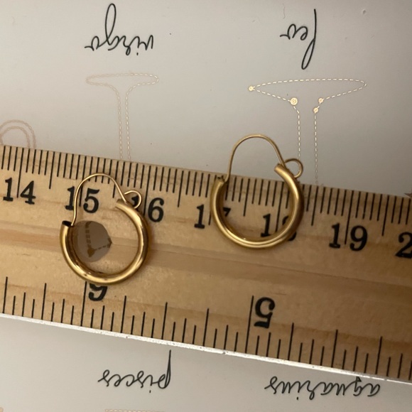 NEW OS 1960s 14kt solid yellow gold wires pierced hoop earrings VTG Mid Century - Picture 7 of 8